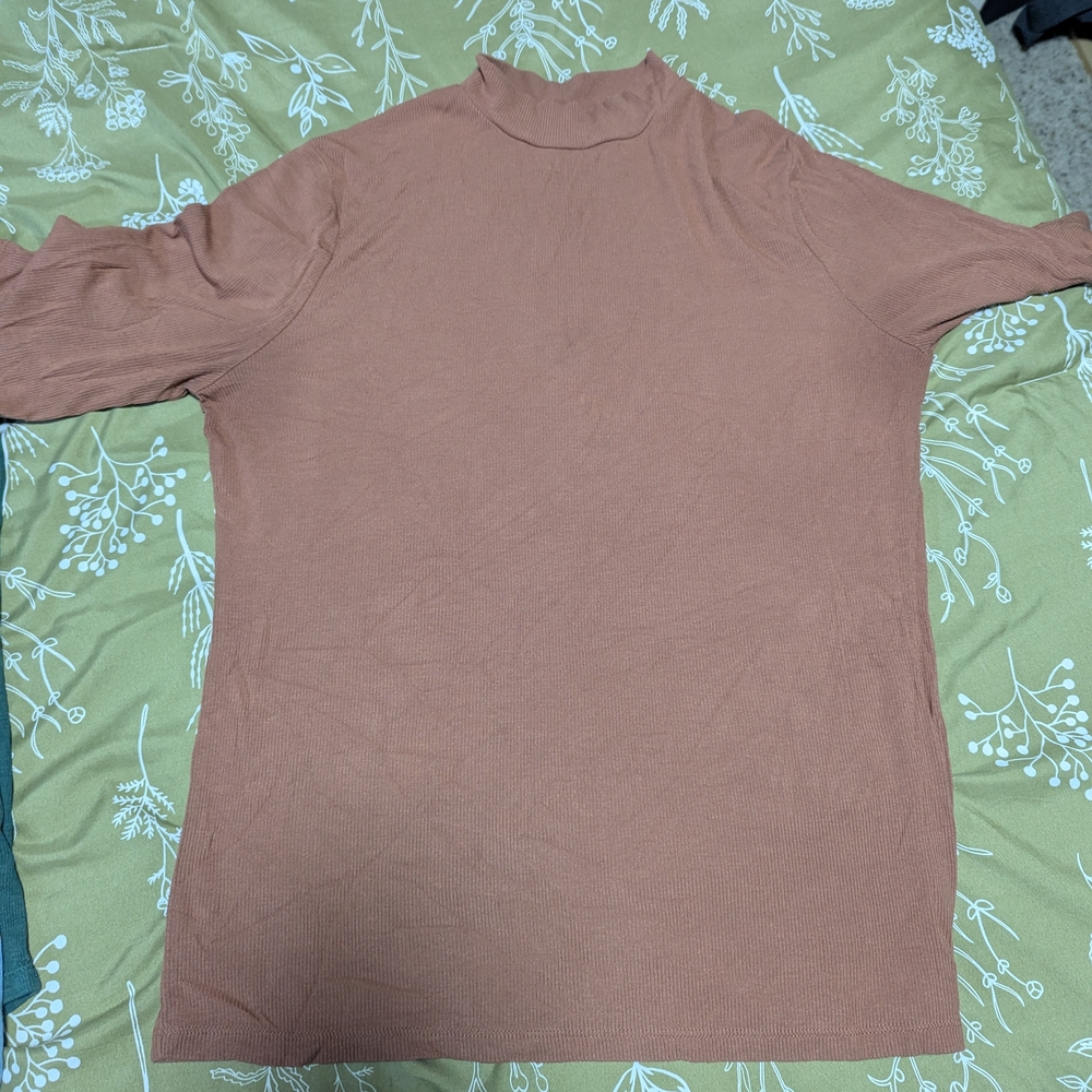 A New Day Warm Brown Ribbed Top